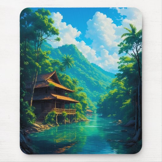 自然に包まれた村 マウスパッド (正面)