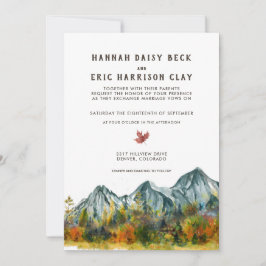自然に囲まれた秋の山のウェディング 招待状