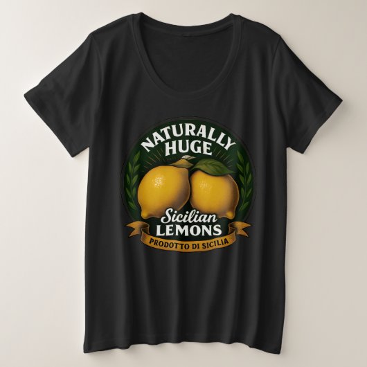 自然に巨大なシチリアレモン プラスサイズTシャツ (デザイン正面)