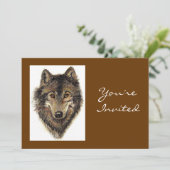 自然に帰ろう オオカミの動物の誕生日招待状 招待状 (スタンド正面)