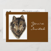 自然に帰ろう オオカミの動物の誕生日招待状 招待状 (正面/裏面)