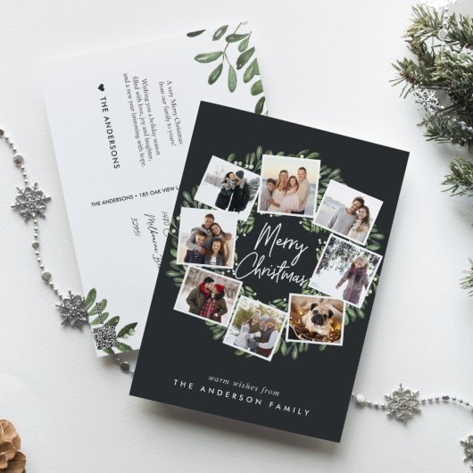 自然に楽しいリース |写真コラージュのクリスマス シーズンポストカード
