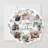 自然に楽しい水彩丸い写真コラージュ シーズンカード (正面)