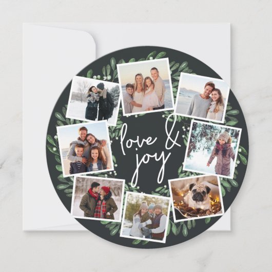 自然に楽しい水彩丸い写真コラージュ シーズンカード (正面)