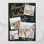自然に楽しい |クリスマスフォトコラージュ 箔シーズンカード (正面)