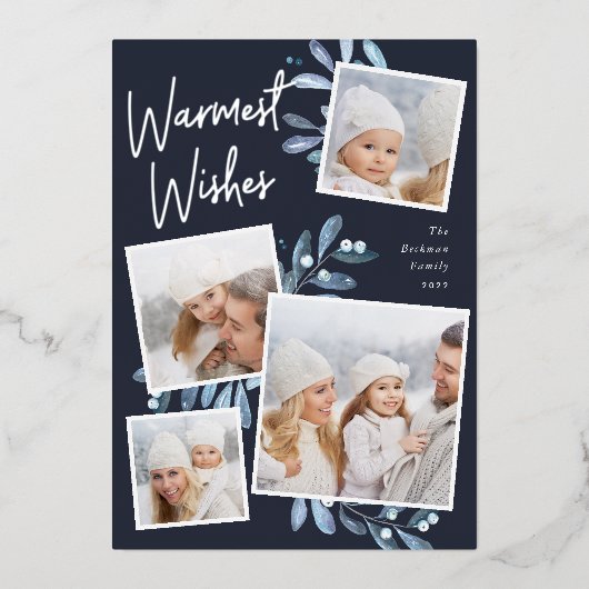 自然に楽しい |クリスマスフォトコラージュ 箔シーズンカード (正面)