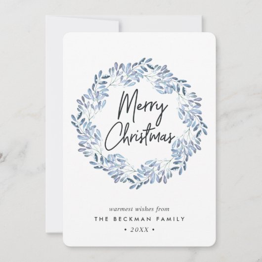 自然に楽しい |水彩リースクリスマス シーズンカード (正面)