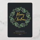 自然に楽しい |水彩リースクリスマス 箔シーズンカード (正面)