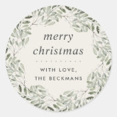 自然に楽しい |緑 |クリスマスパーソナライズされた。 ラウンドシール (正面)