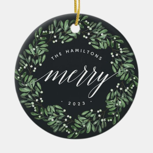 自然に楽しい |非常にパーソナライズされたメリー写真 セラミックオーナメント (正面)