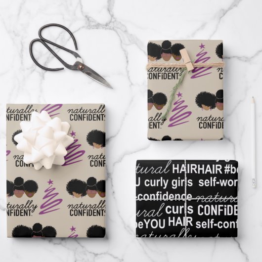 自然に自信のあるホリデーラッピング紙セット ラッピングペーパーシート (正面)