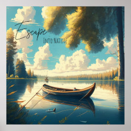 自然に逃げる |魚釣りボート ポスター