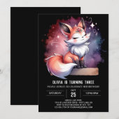 自然に魅せられた狐の誕生日デジタル 招待状 (正面/裏面)