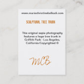 自然のための大きい木の幹のセピア色の写真撮影 名刺 (裏面)