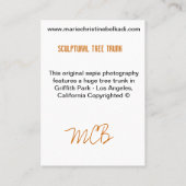 自然のための大きい木の幹のセピア色の写真撮影 名刺 (裏面)