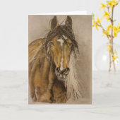 "自然のままの"野生のムスタングのロバの挨拶状 カード (黄色い花)
