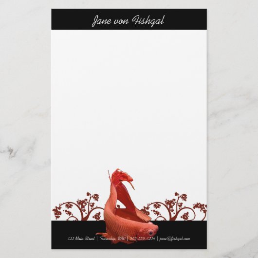 自然のアクセントのBettaの赤い魚 便箋 (正面)