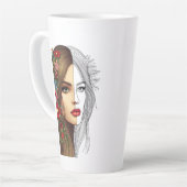 自然のウィスパーフェミニンズ – 美しいイン開花 カフェラテマグ (左アングル)