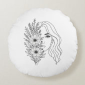 自然のウィスパーフェミニンズ – 美しいイン開花 ラウンドクッション (正面)