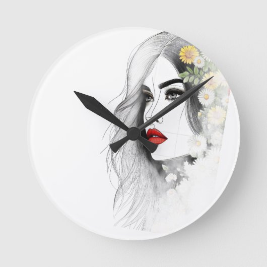 自然のウィスパーフェミニンズ – 美しいイン開花 ラウンド壁時計 (正面)