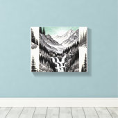 自然のエッセンス：白黒ランドスケープTシャツ キャンバスプリント (インサイチュ (ウッドフロア))