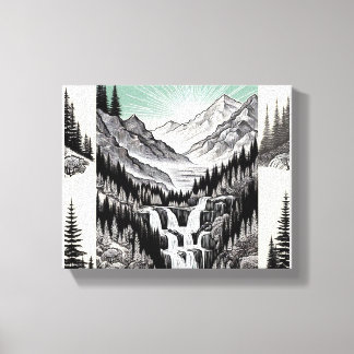 自然のエッセンス：白黒ランドスケープTシャツ キャンバスプリント