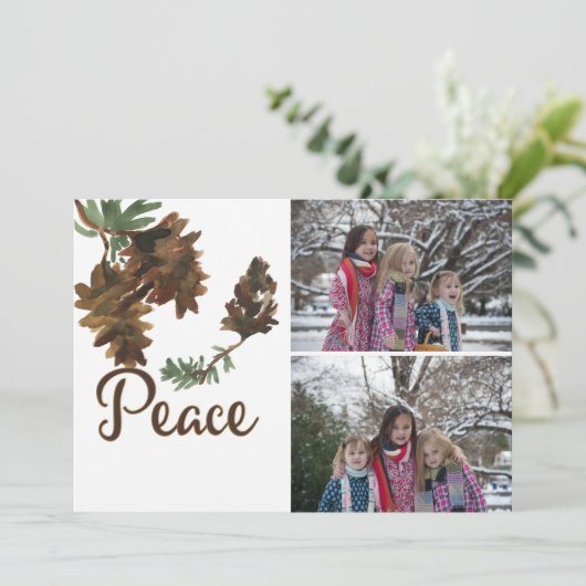自然のクリスマスの休日2の写真カードの平和 シーズンカード (スタンド正面)