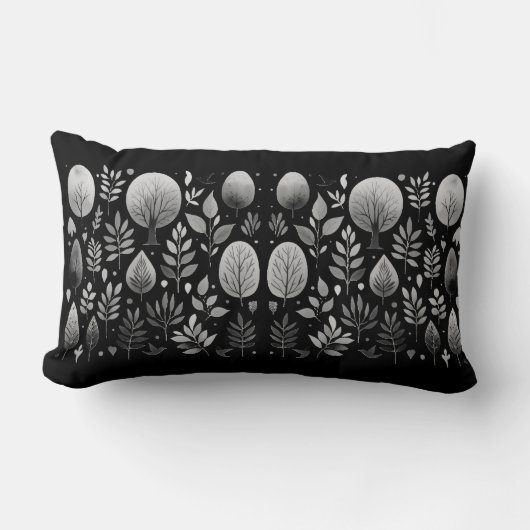 自然のシルエット：夜 ランバークッション (正面)