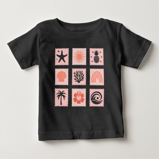 自然のスタンプコラージュ ベビーTシャツ (正面)