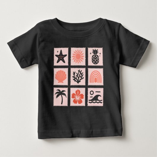 自然のスタンプコラージュ ベビーTシャツ (正面)