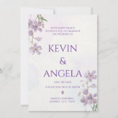 自然のチャーム：ミニマルフローラ結婚 招待状 (正面)