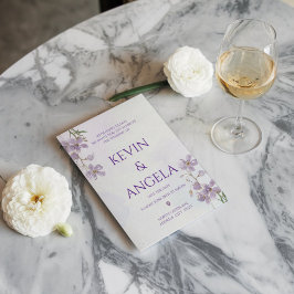 自然のチャーム:ミニマルフローラ結婚 招待状