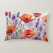 自然のチャーム:水のポピーとラベンダー アクセントクッション (裏面)