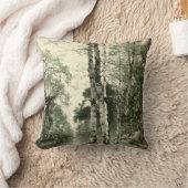 自然のツリーブランチのヴィンテージの緑のクリームの葉 クッション (ブランケット)