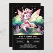 自然のパステル フェアリー 誕生日 招待状 (正面/裏面)