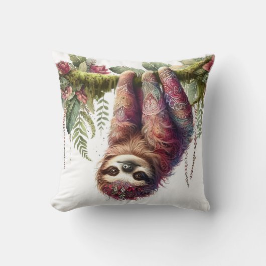 自然のパターン – Jungle Sloth クッション (正面)