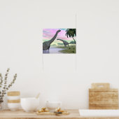 自然のブラチオサウルス恐竜 – 3D 描写 ポスター (キッチン)