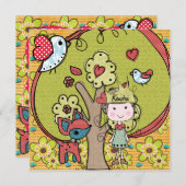 自然のプリンセスの誕生日の招待状 招待状 (正面/裏面)