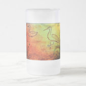 自然のヘイズ：雨に柔らかいアヒル&クレーン フロストグラスビールジョッキ (中央)