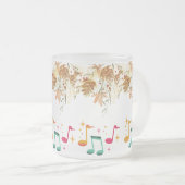 自然のメロディ:茶色の音符離れ付 フロストグラスマグカップ (正面右)