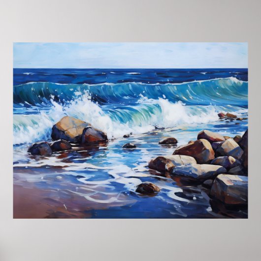 自然のリズムの波がシャレルに穏やかに衝突 ポスター (正面)