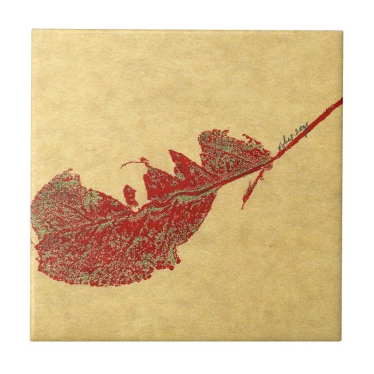 自然のリンゴの葉食べのプリント タイル (正面)