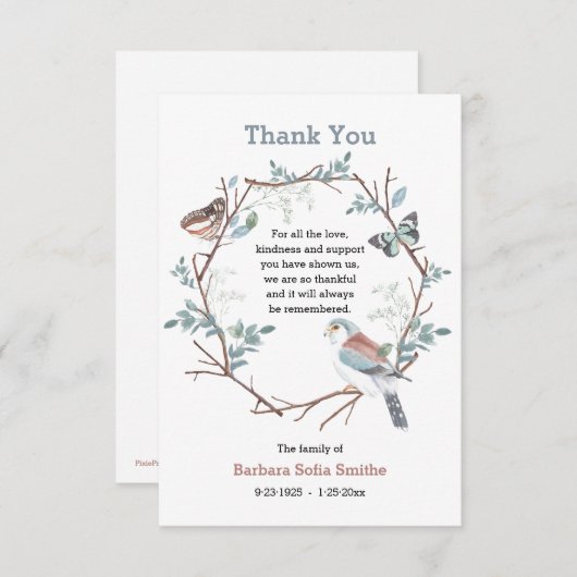 自然のリース死別サンキューカード 出欠カード (正面/裏面)