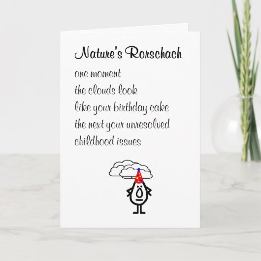 自然のロルシャッハ – おもしろいハッピーバースデー詩 カード (正面)