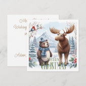 自然の中でクマ、鹿、鳥たち シーズンカード (正面/裏面)