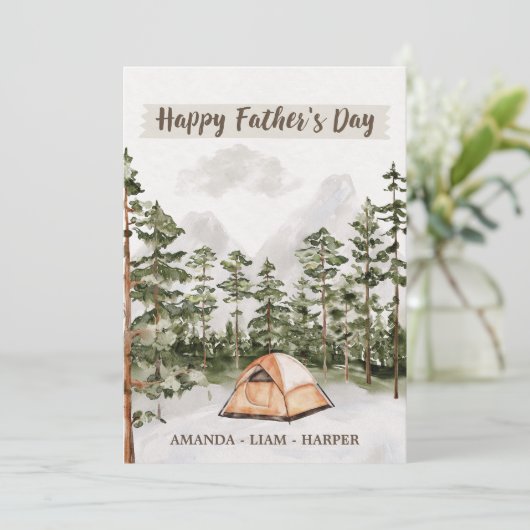 自然の中で楽しむ水彩キャンピング 父の日のカード シーズンカード (スタンド正面)