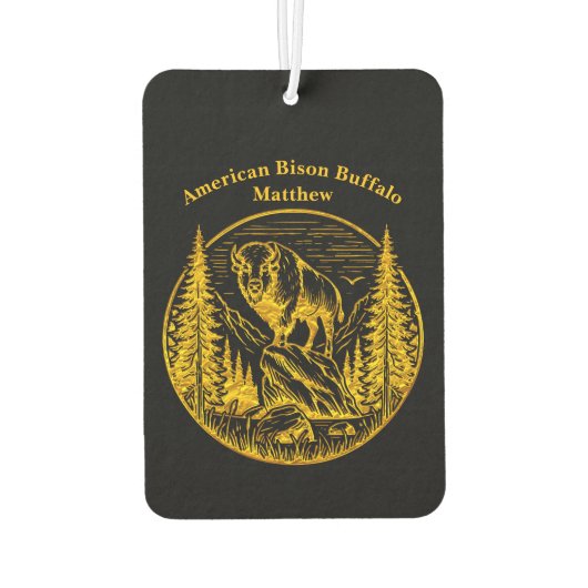 自然の中で誇らしげに立つバイソン カーエアーフレッシュナー (裏面)