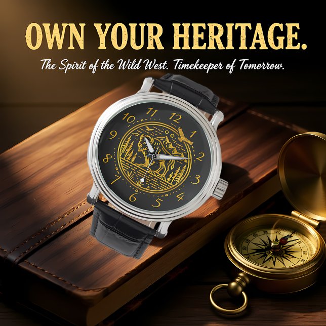 自然の中で雄大に立つバイソン 腕時計 (クリエイターアップロード済み)