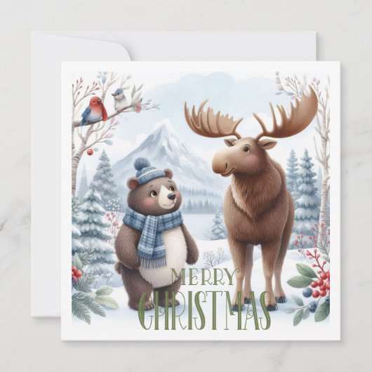 自然の中のクマ、鹿、鳥たち シーズンカード (正面)