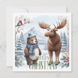 自然の中のクマ、鹿、鳥 シーズンカード